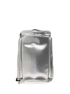 Diesel Logo-print Metallic-effect Backpack In Silver