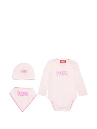 Diesel Logo-print Multi-piece Babygrow Set (set Of Three) In Pink