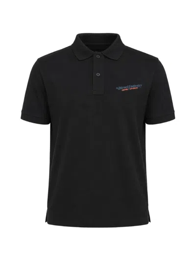 Diesel Logo-print Polo Shirt In Black