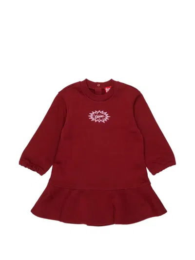 Diesel Babies' Logo-print Ruffle-hem Dress In Red