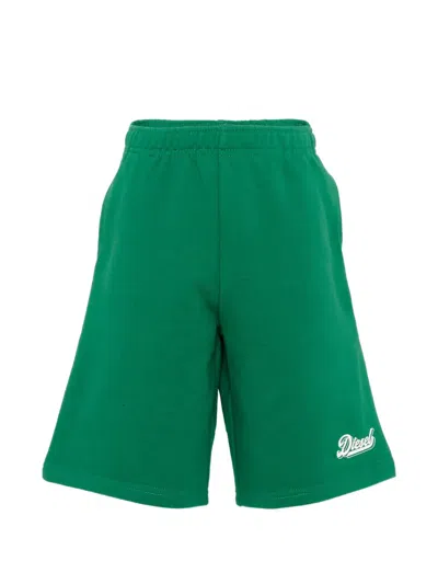 Diesel Kids' Logo-print Shorts In Green