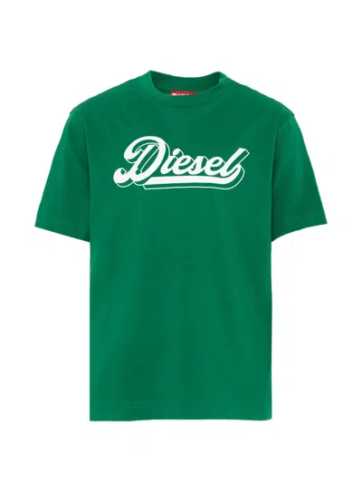 Diesel Kids' Logo-print Short-sleeve T-shirt In Green