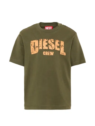 Diesel Kids' Logo-print Short-sleeved T-shirt In Green