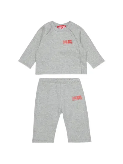 Diesel Babies' Logo-print Side-fastening Tracksuit In Gray