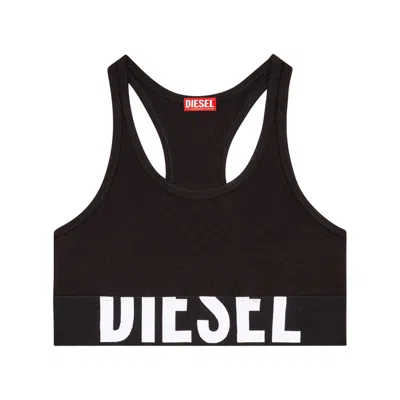 Diesel Logo-print Stretch-cotton Bralette In Brown