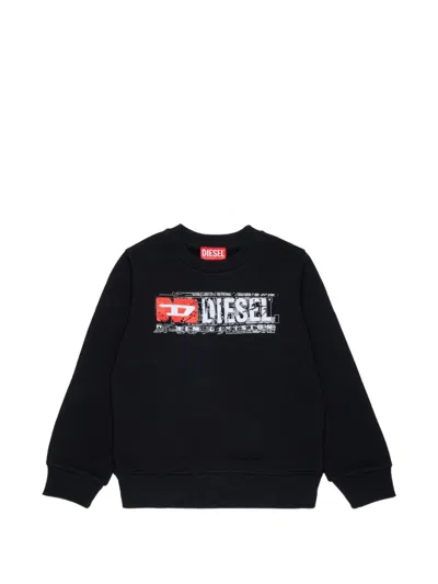 Diesel Kids' Logo-print Sweater In Black