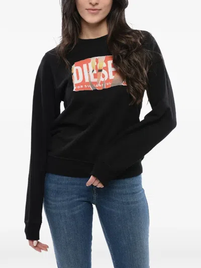 Diesel Black Graphic Crew Neck Sweatshirt