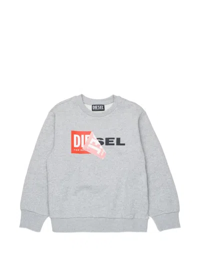 Diesel Kids' Logo-print Sweater In Gray