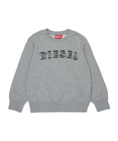 Diesel Kids' Logo-print Sweater In Gray