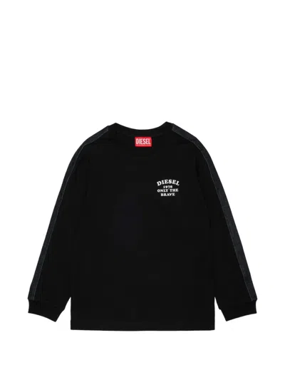 Diesel Kids' 로고 프린트 스웨트셔츠 In Black