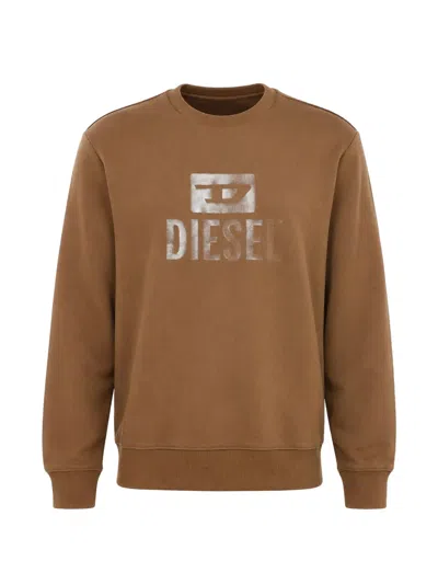 Diesel Men Brown Crew Neck Sweatshirt In Multi