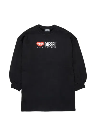 Diesel Kids' Logo-print Sweatshirt Dress In Black