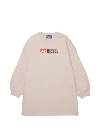 Diesel Kids' Logo-print Sweatshirt Dress In Neutral