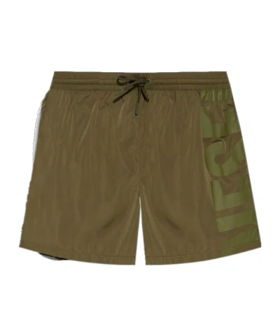 Diesel Logo-print Swim Shorts In Gray