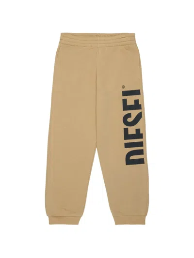 Diesel Kids' Logo-print Track Pants In Neutral