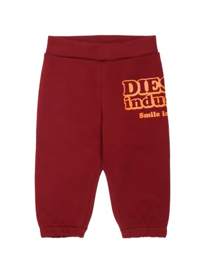 Diesel Babies' Logo-print Track Pants In Burgundy