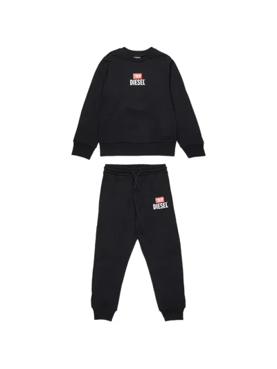 Diesel Kids' Logo-print Tracksuit Set In Black