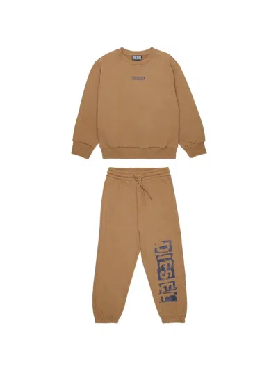Diesel Kids' Logo-print Tracksuit Set In Brown