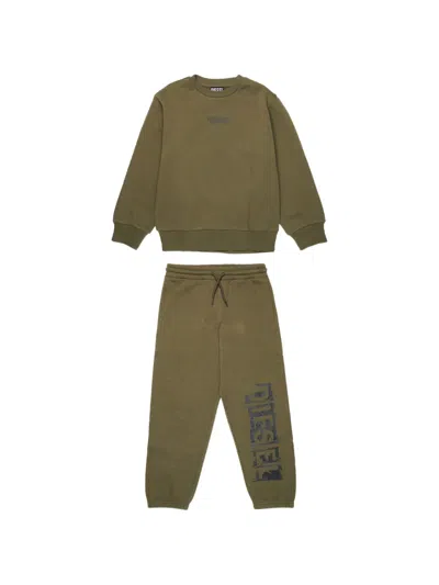 Diesel Kids' Logo-print Tracksuit Set In Green