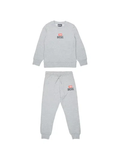 Diesel Kids' Logo-print Tracksuit Set In Gray