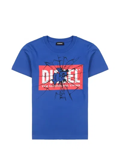 Diesel Kids' Logo-print T-shirt In Blue