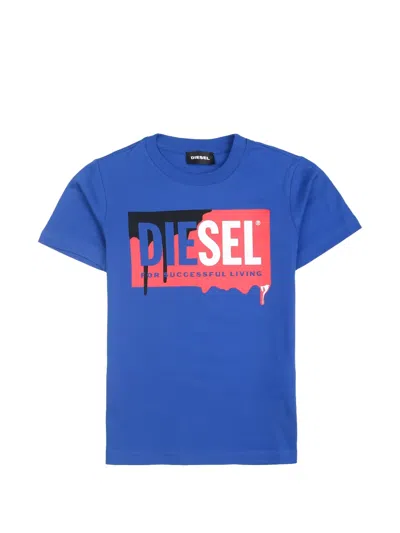 Diesel Kids' Logo-print T-shirt In Blue