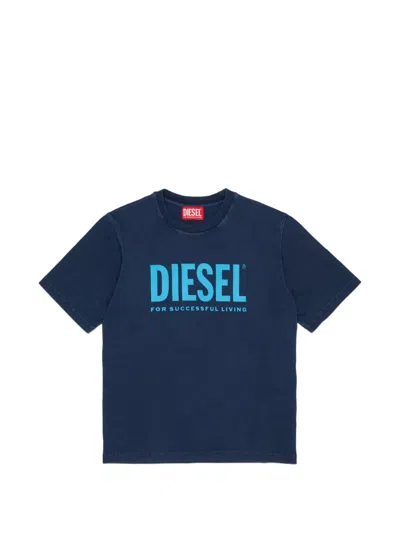 Diesel Kids' Logo-print T-shirt In Blue