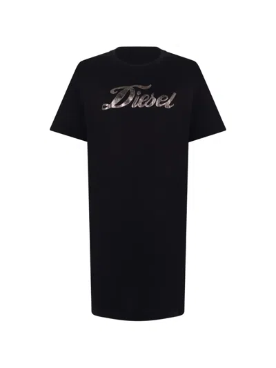 Diesel Logo-print T-shirt Dress In Black