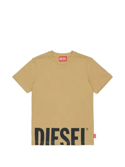 Diesel Kids' Logo-print T-shirt In Neutrals