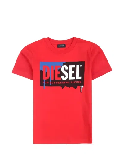 Diesel Kids' Logo-print T-shirt In Red