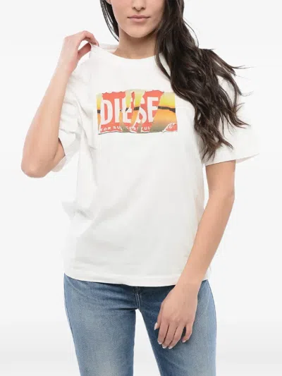 Diesel White Graphic Crew Neck T-shirt