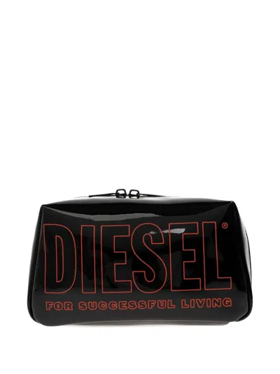 Diesel Zippered Toiletry Bag In Black