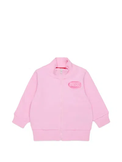Diesel Babies' Logo-print Zip-up Sweater In Pink