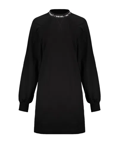 Diesel Logo-trim Mini Dress In Black