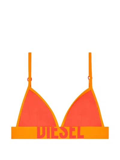 Diesel Logo-underband Triangle Bra In Orange