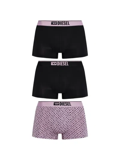 Diesel Logo-waistband Boxer Shorts (set Of Three) In Black