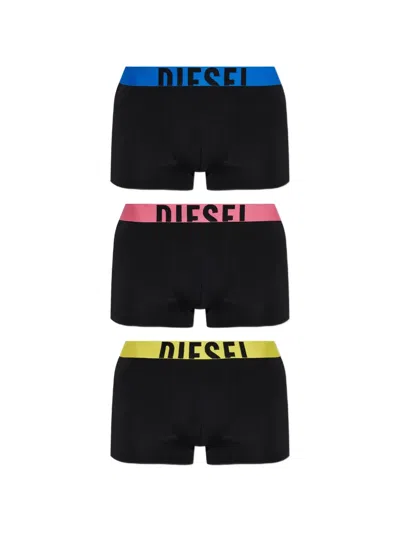 Diesel Logo-waistband Boxer Shorts (set Of Three) In Black