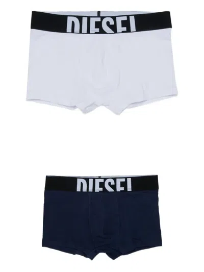Diesel Kids' Logo-waistband Boxers Set In White