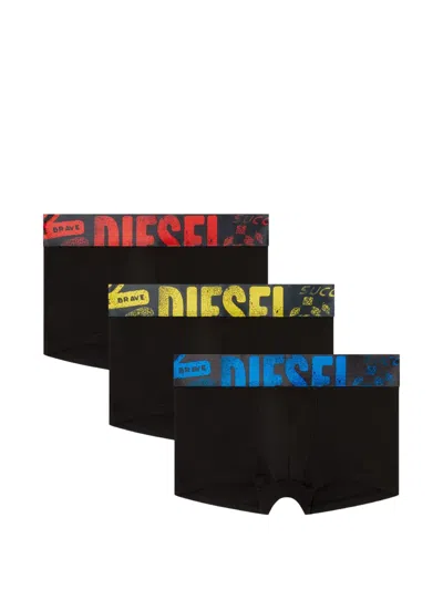 Diesel Logo-waistband Cotton Boxers (set Of Three) In Black