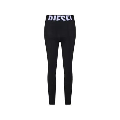 Diesel Logo-waistband High-rise Leggings In Black