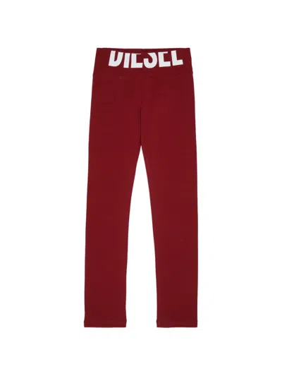 Diesel Kids' Logo-waistband Leggings In Red