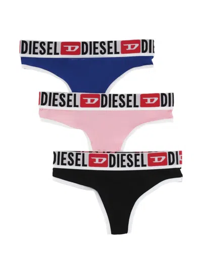 Diesel Logo-waistband Thongs (set Of Three) In Multi