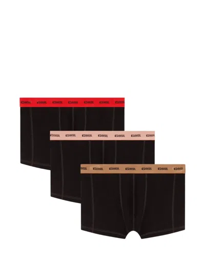 Diesel Logo-waistband Three-pack Boxer Briefs In Black