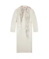 Diesel Long Coat With Shredded Scarf Fringing In White