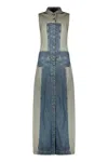 Diesel Long Denim Dress With Modern Details In Blue