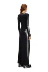 Diesel Long Dress In Metallic Stretch Jersey In Black