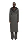 Diesel Long Hourglass Coat With Knitted Cowl Hood In Multi