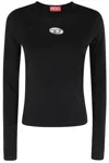 Diesel Long-sleeved Cotton T-shirt With Prominent Logo In Black