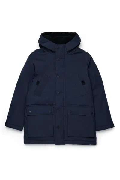 Diesel Long Padded Jacket With Front Pockets In Blue