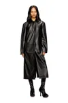 Diesel Long Padded Leather Coat In Black